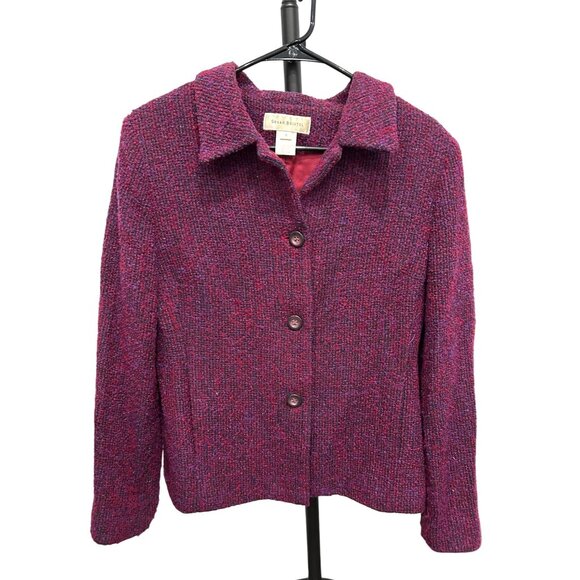 Susan Bristol Womens Tweed Wool Blend Buttoned Jacket Size 8 - Picture 1 of 9